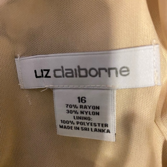 NWOT Liz Claiborne midi dress tan with brown and cream branch design 16 - Picture 5 of 6